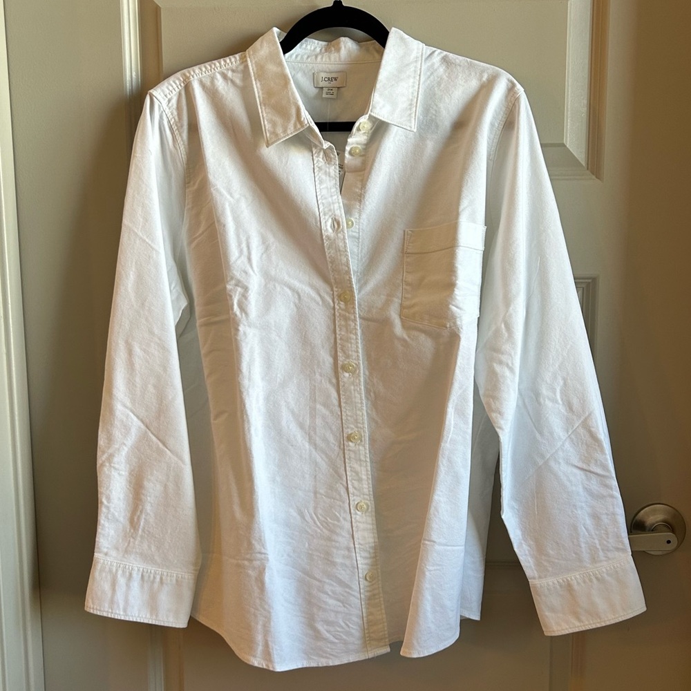 J.Crew white button up oxford shirt signature fit